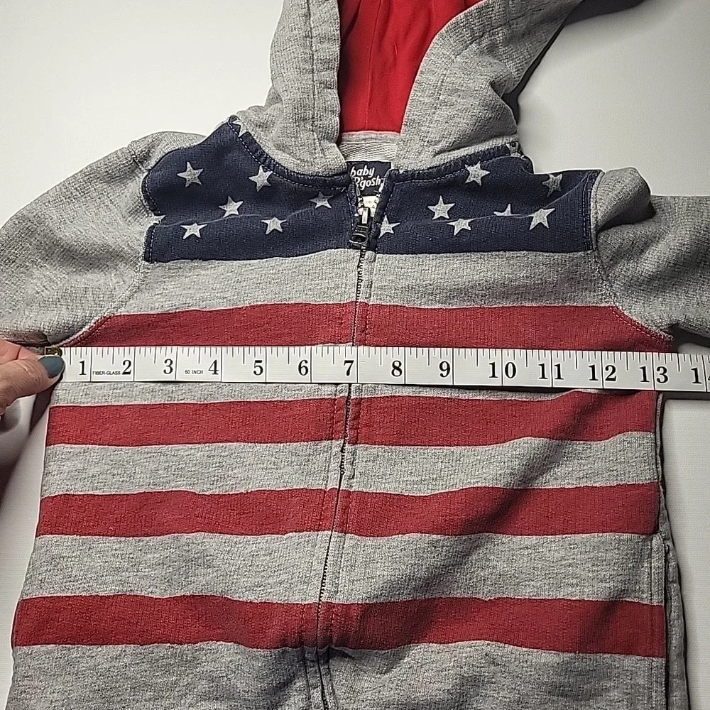 Baby B'gosh Full Zip Graphic USA Flag‎ Hoodie Boys Size 3T